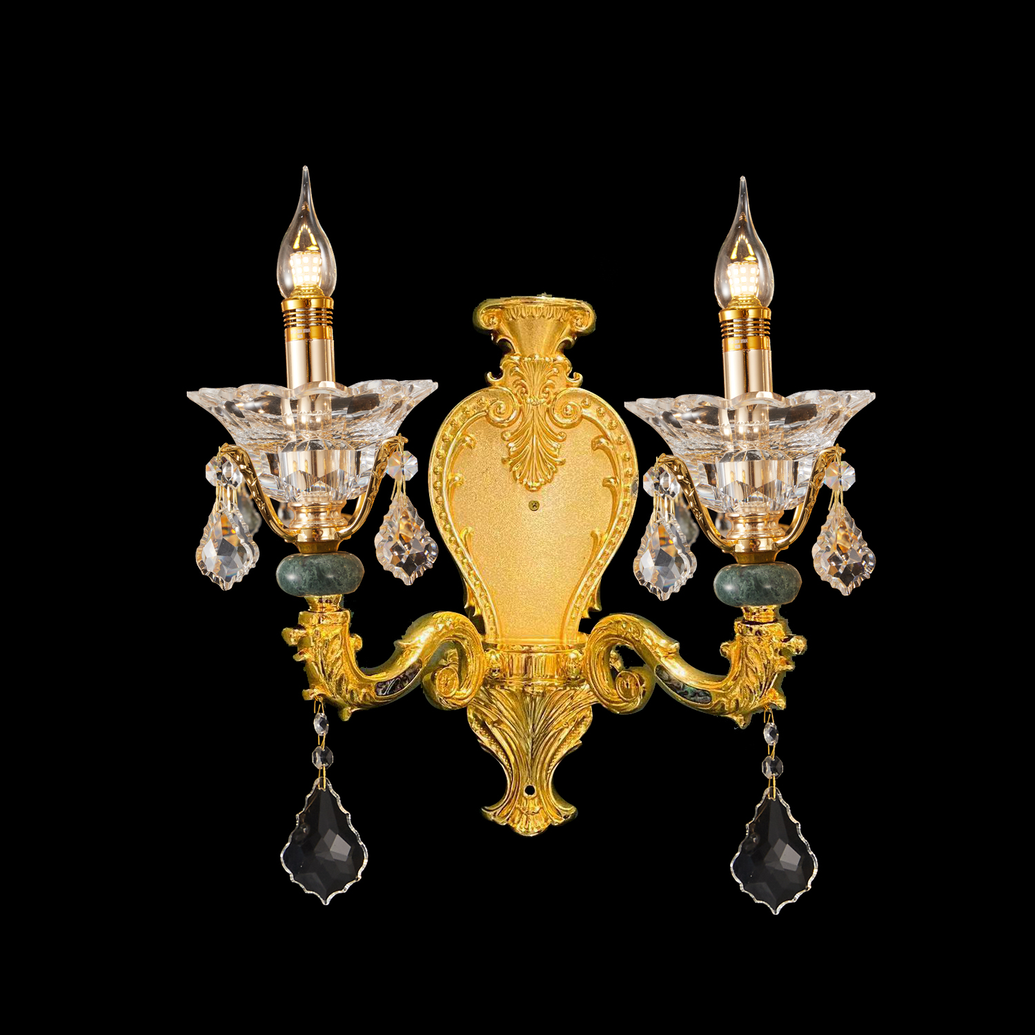 1 light brass golden wall sconce