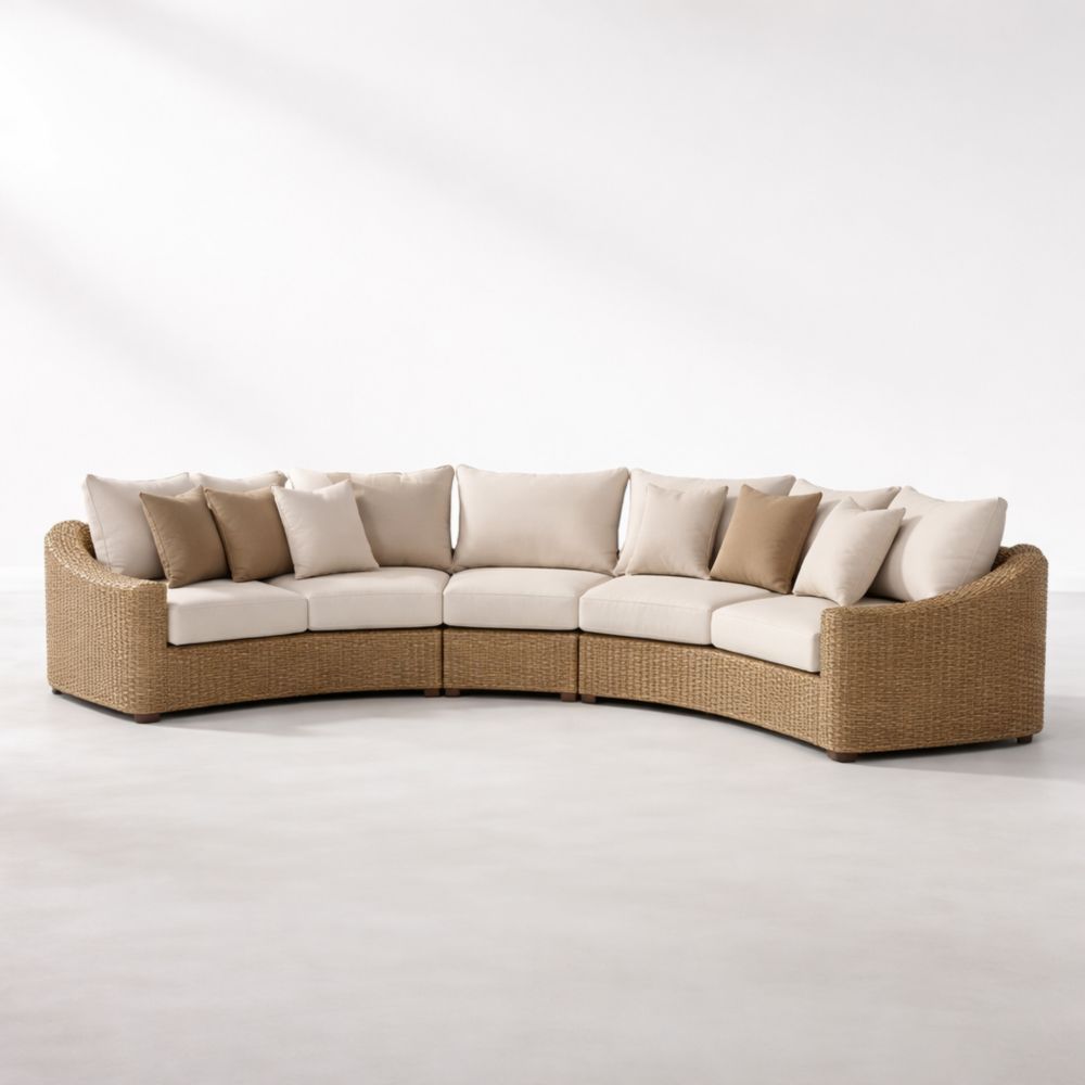 Outdoor Woven Resin Wicker Curved Sectional Sofa Set with Cushions-Aurasso