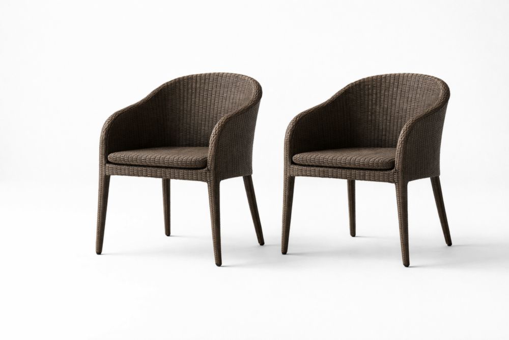 Brown Synthetic Rattan Armchairs Set of 2-Aurasso