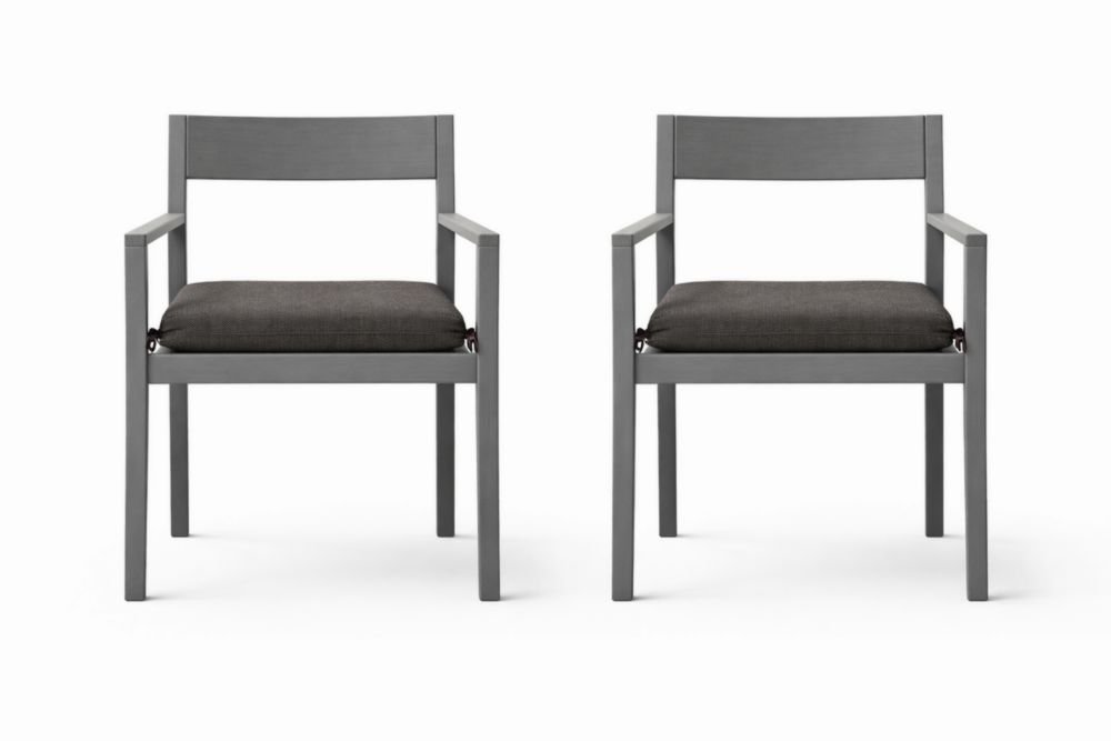 Set of Two Aluminum Frame Outdoor Armchairs with Cushioned Seat Gray-Aurasso