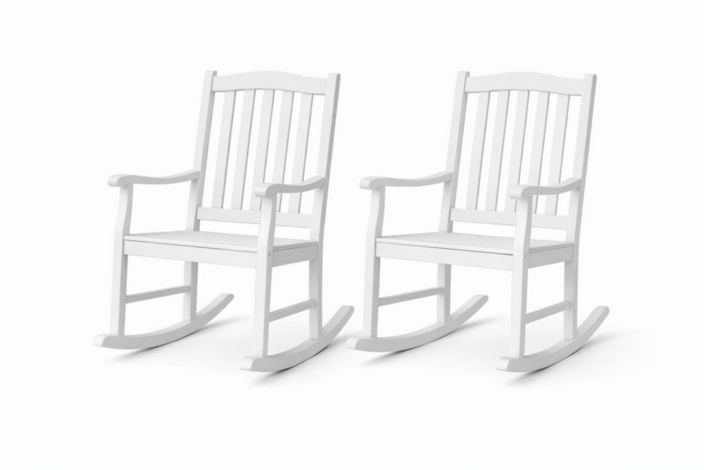 Set of 2 White Solid hardwood Rocking Chairs-Aurasso