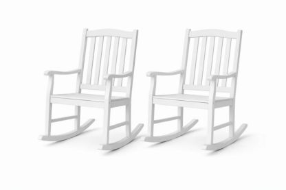 Set of 2 White Solid hardwood Rocking Chairs-Aurasso