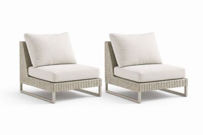 Woven Outdoor Lounge Chairs with Cushions Beige 2-Piece Set-Aurasso