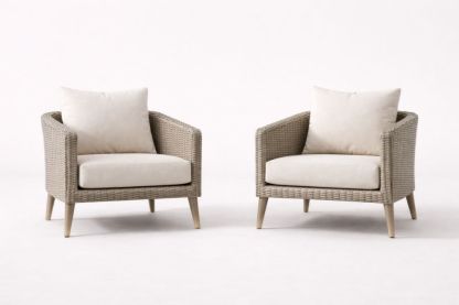 Outdoor Wicker Chair Set with Cushions Beige-Aurasso