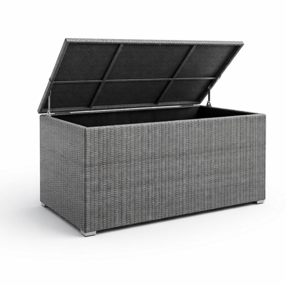 Outdoor Wicker Storage Box Gray Large Waterproof-Homelucira