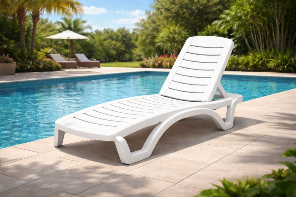 White Polypropylene Outdoor Chaise Lounge Chair-Homelucira