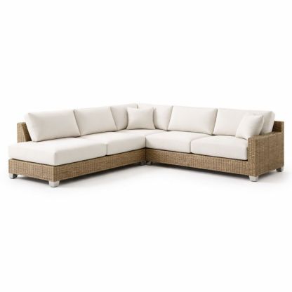Outdoor Patio Sectional Sofa Wicker Beige-Homelucira