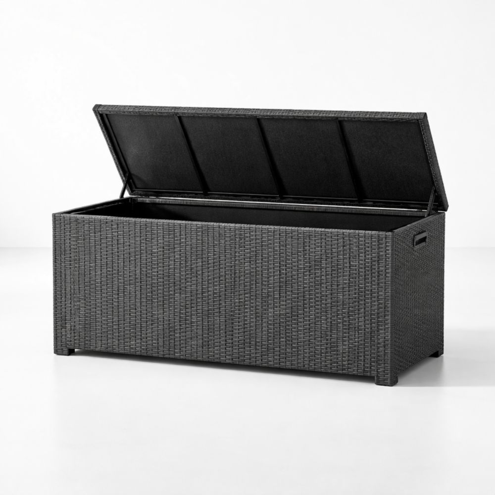Outdoor Storage Box Wicker Rectangular Black 120x60x50 cm-Homelucira