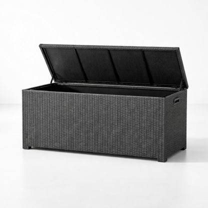 Outdoor Storage Box Wicker Rectangular Black 120x60x50 cm-Homelucira