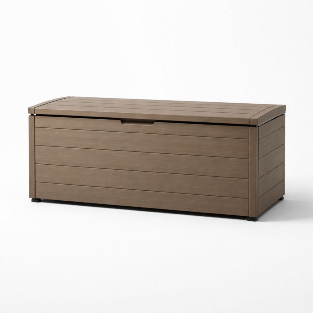 Outdoor Storage Box Rectangular Brown 145cm Length Resin-Homelucira