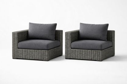 Outdoor Wicker Lounge Chair Set with Cushions 78cm W x 86cm D x 64cm H-Homelucira