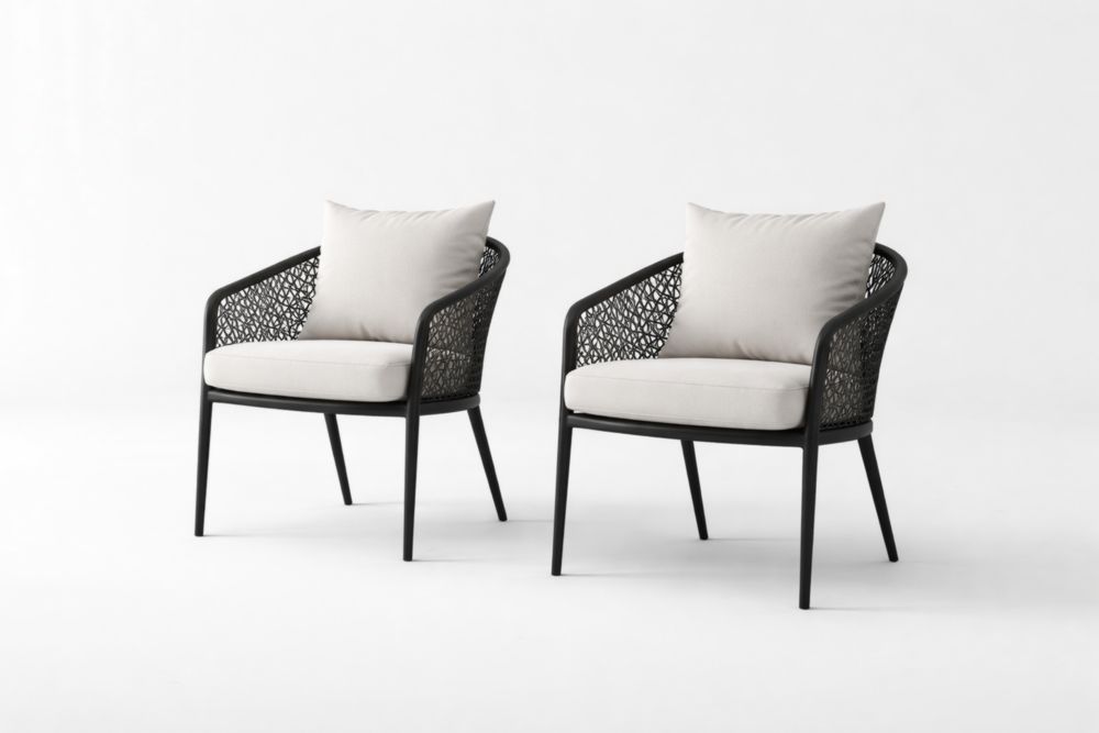 Outdoor Lounge Chair Set Aluminum Frame with Beige Polyester Cushions-Jardinic