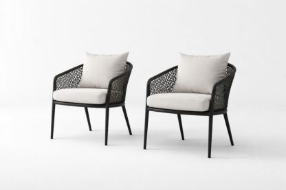 Outdoor Lounge Chair Set Aluminum Frame with Beige Polyester Cushions-Jardinic