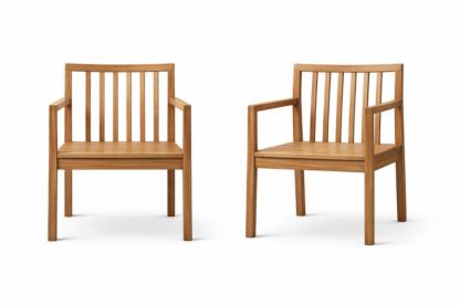 Set of 2 Wooden Outdoor Armchairs Teak Finish 60x60x85cm-Jardinic