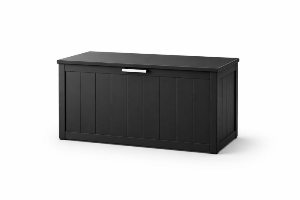 Outdoor Storage Box Rectangle Black Resin 138L-Jardinic