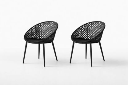 Set of Black Resin Armchairs with Metal Legs-Homedaurora