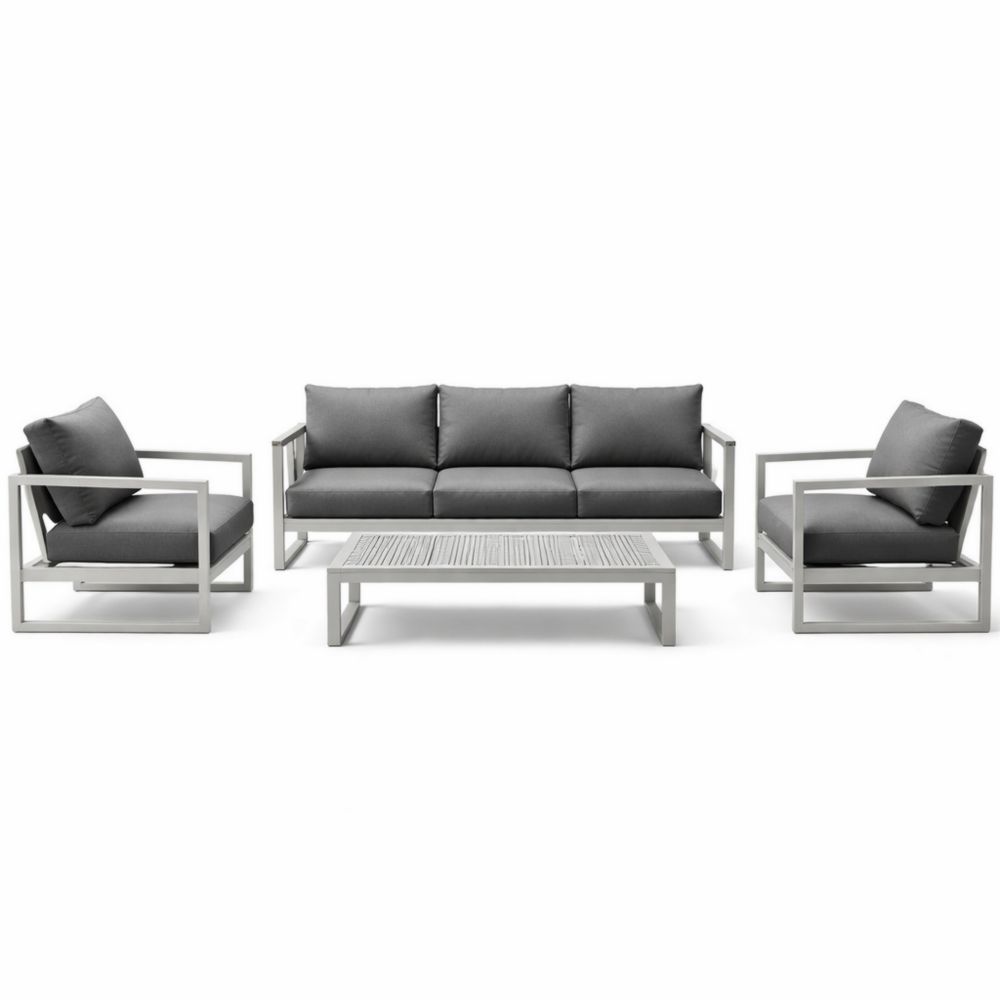 Outdoor Patio Furniture Set with Aluminum Frame and Polyester Cushions-Naturanovia