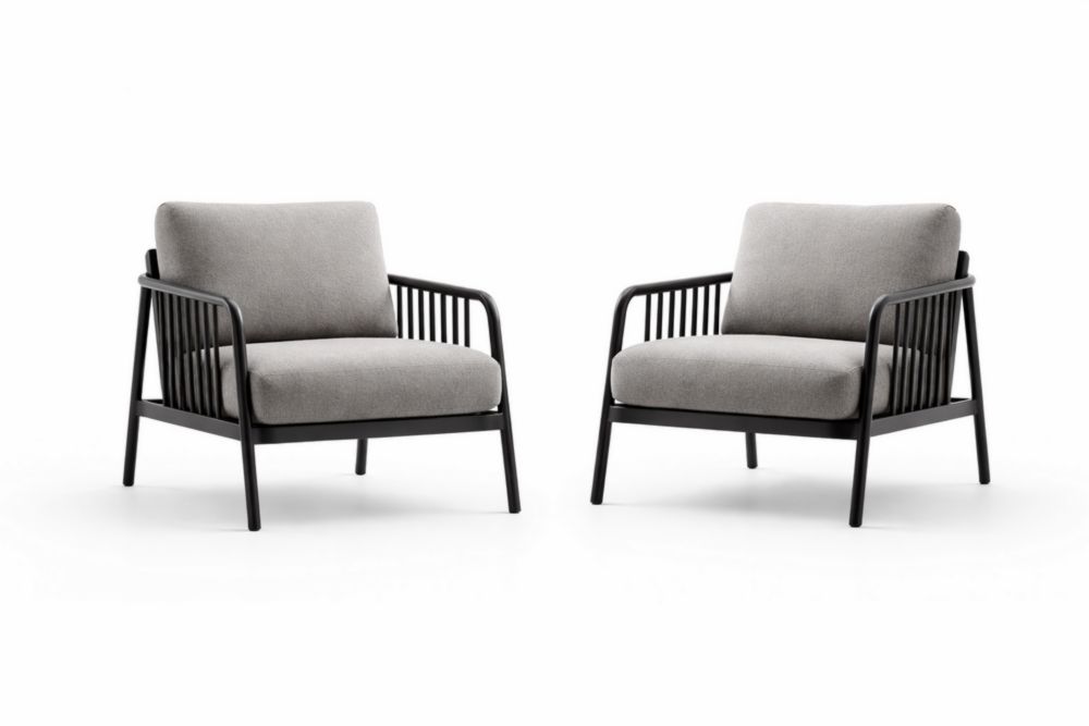 Outdoor Metal Frame Lounge Chair Set with Cushions Grey-Naturanovia