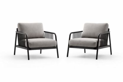 Outdoor Metal Frame Lounge Chair Set with Cushions Grey-Naturanovia