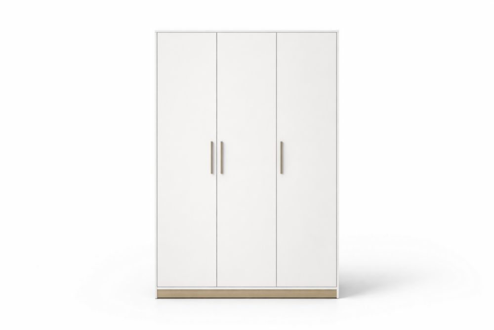3-Door Wardrobe Particleboard White-Nestplena