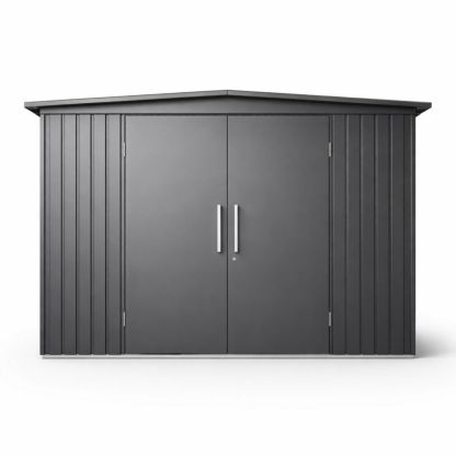 Outdoor Metal Storage Shed Galvanized Steel Dark Grey Double Door