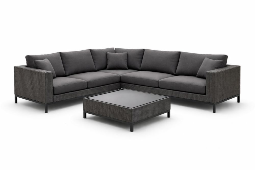 Outdoor Sectional Sofa Set with Coffee Table Steel Frame 265cm