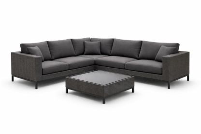 Outdoor Sectional Sofa Set with Coffee Table Steel Frame 265cm