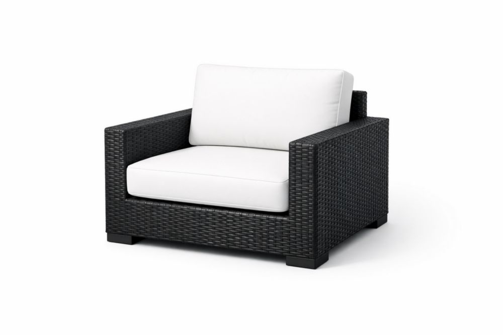 Outdoor Rattan Armchair with White Cushions
