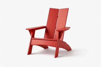 Red Solid Wood Adirondack Chair for Outdoor Seating
