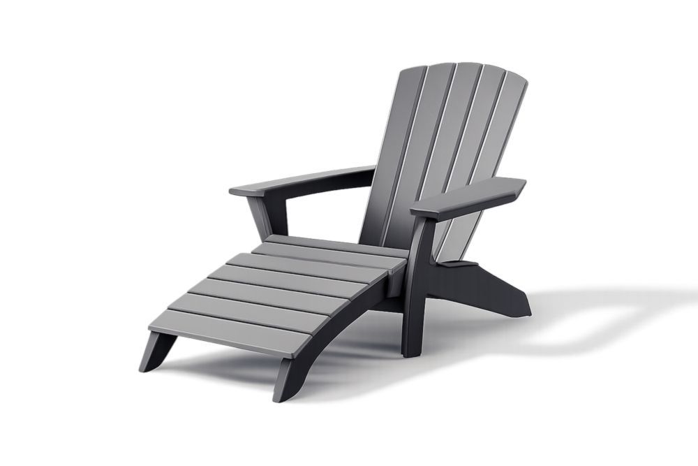 Adirondack Chair with Footrest Gray Polypropylene