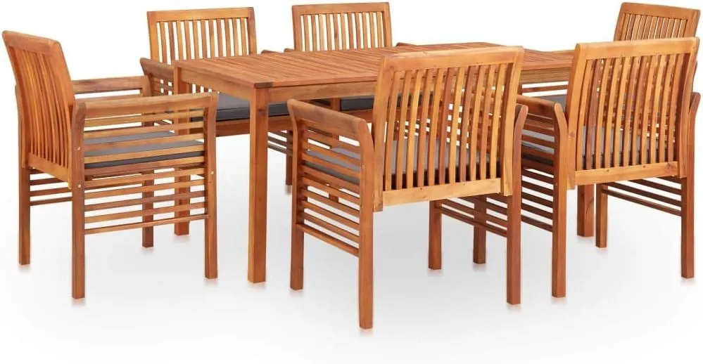 Acacia Wood Outdoor Dining Set with Cushions - 7 Piece – Sandvibers