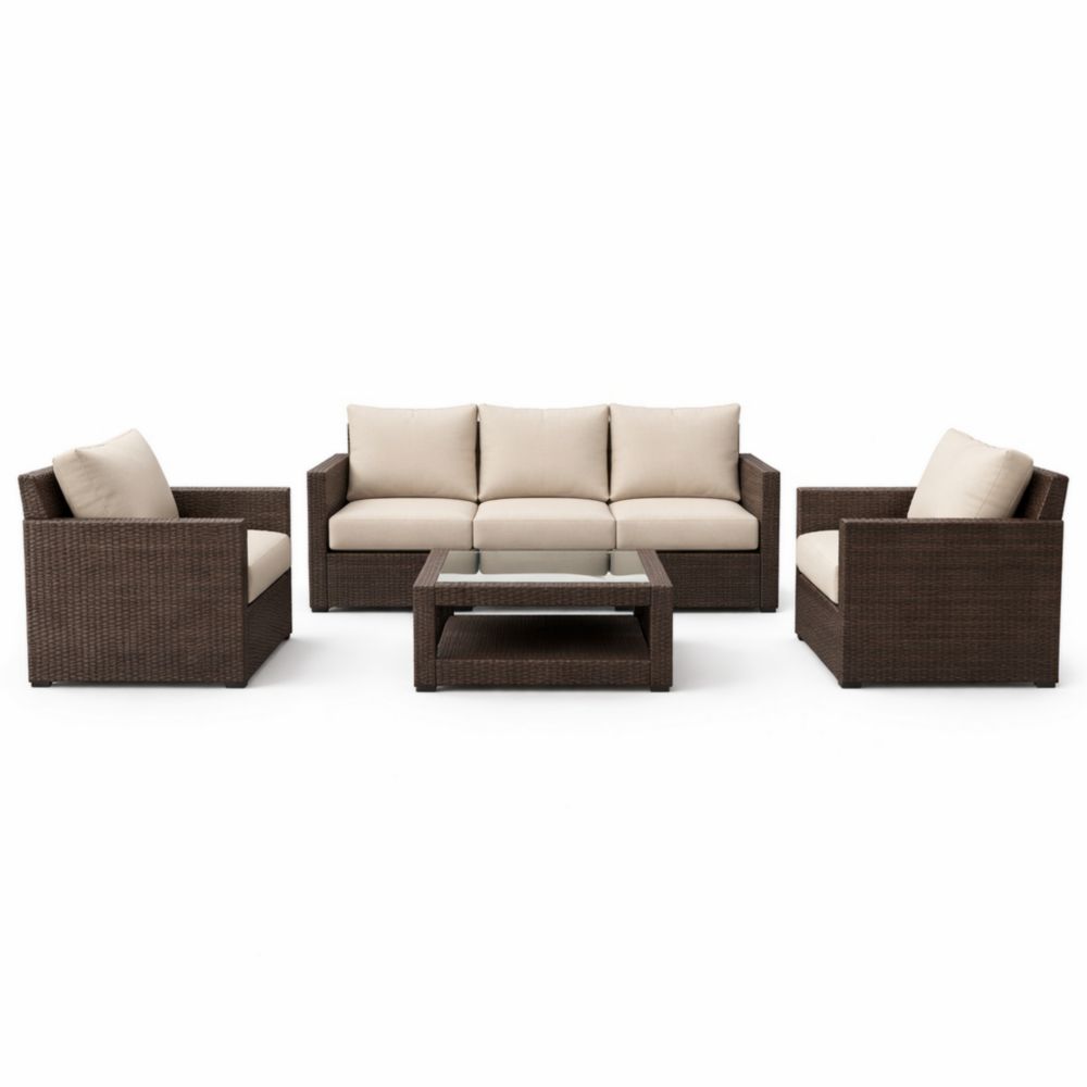 4-Piece Outdoor Patio Set with Wicker Frame and Cushions-Verdaliona