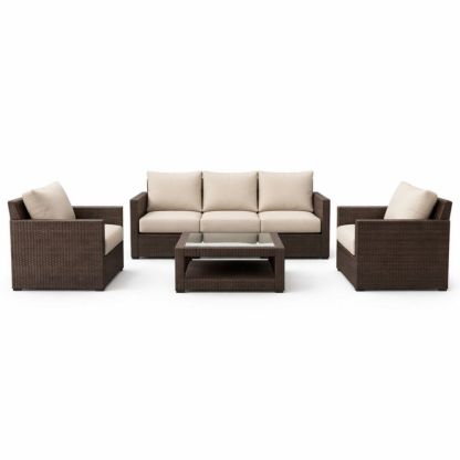 4-Piece Outdoor Patio Set with Wicker Frame and Cushions-Verdaliona