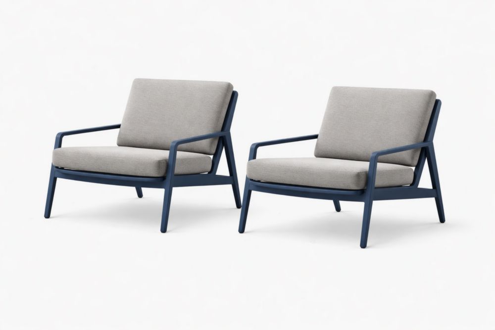 Set of 2 Outdoor Armchairs with Aluminum Frames and Gray Cushions-Verdaliona