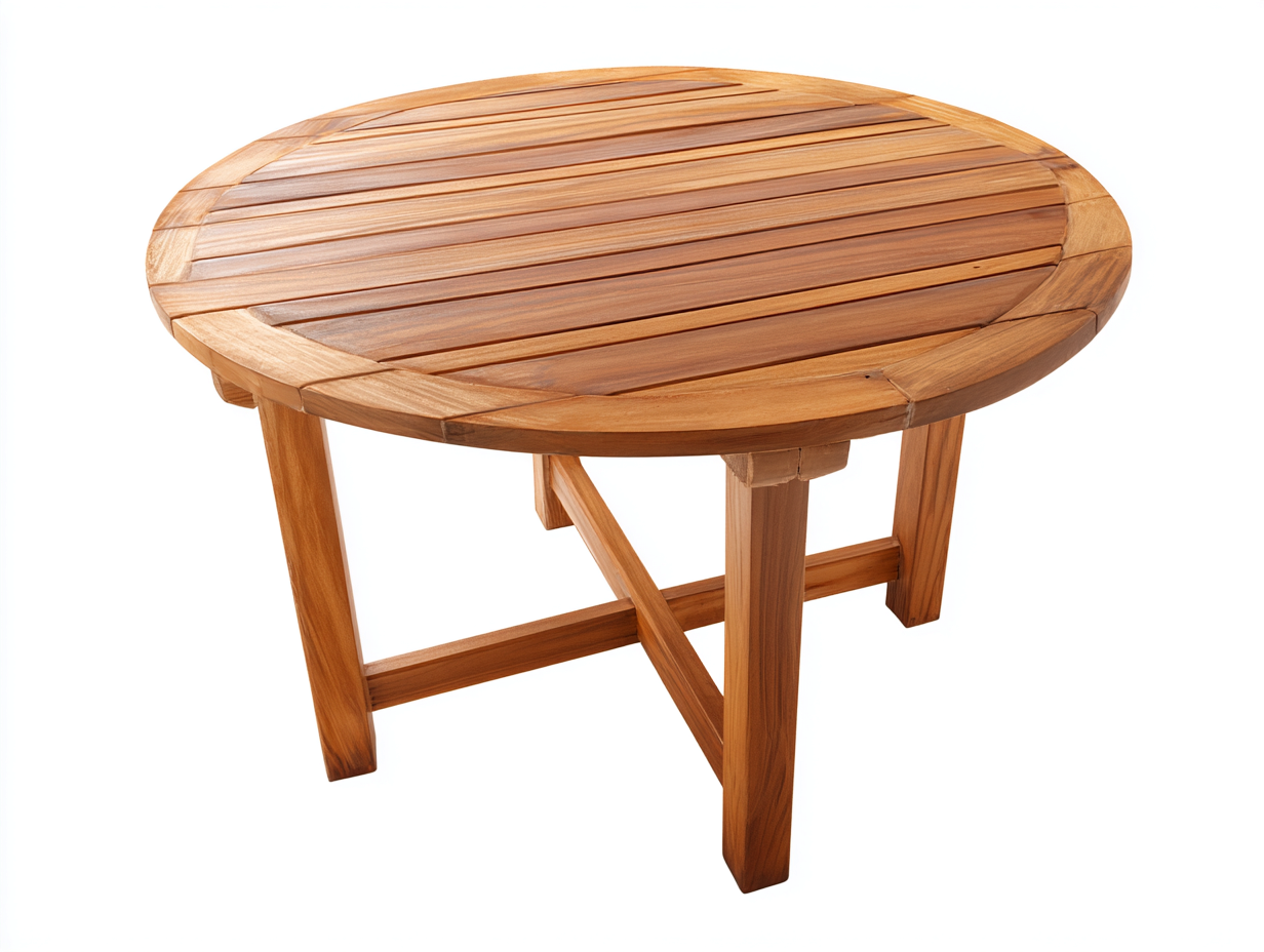 Outdoor Tables solid wood round table for garden and patio 90x90x75cm - natural - classic design-Oakgoio