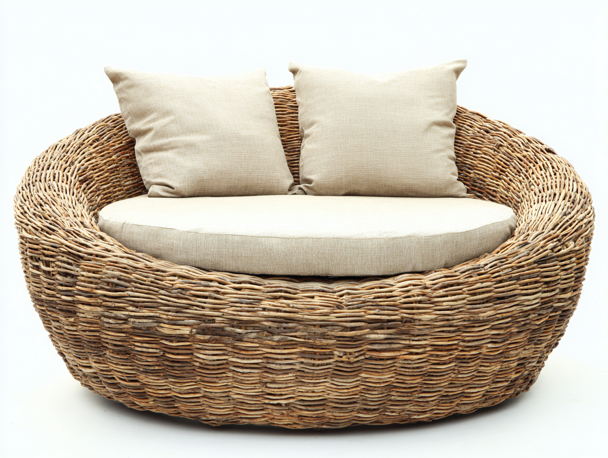 Rattan Sun Lounger natural rattan 150x80x75 cm for outdoor use - relaxed design-Oakgoio