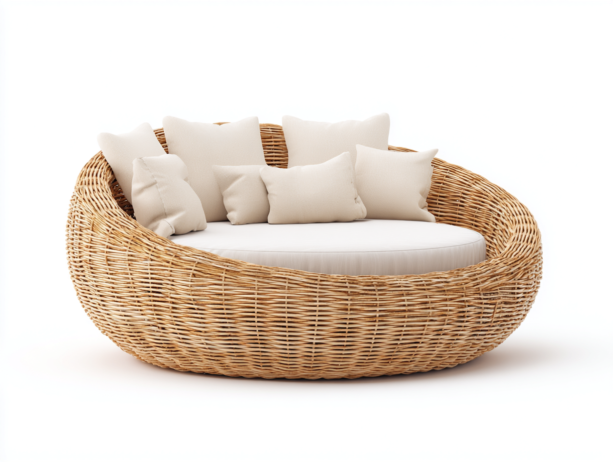 Rattan Sun Lounger natural rattan 180x90x75 cm for outdoor use - relaxed design-Oakgoio