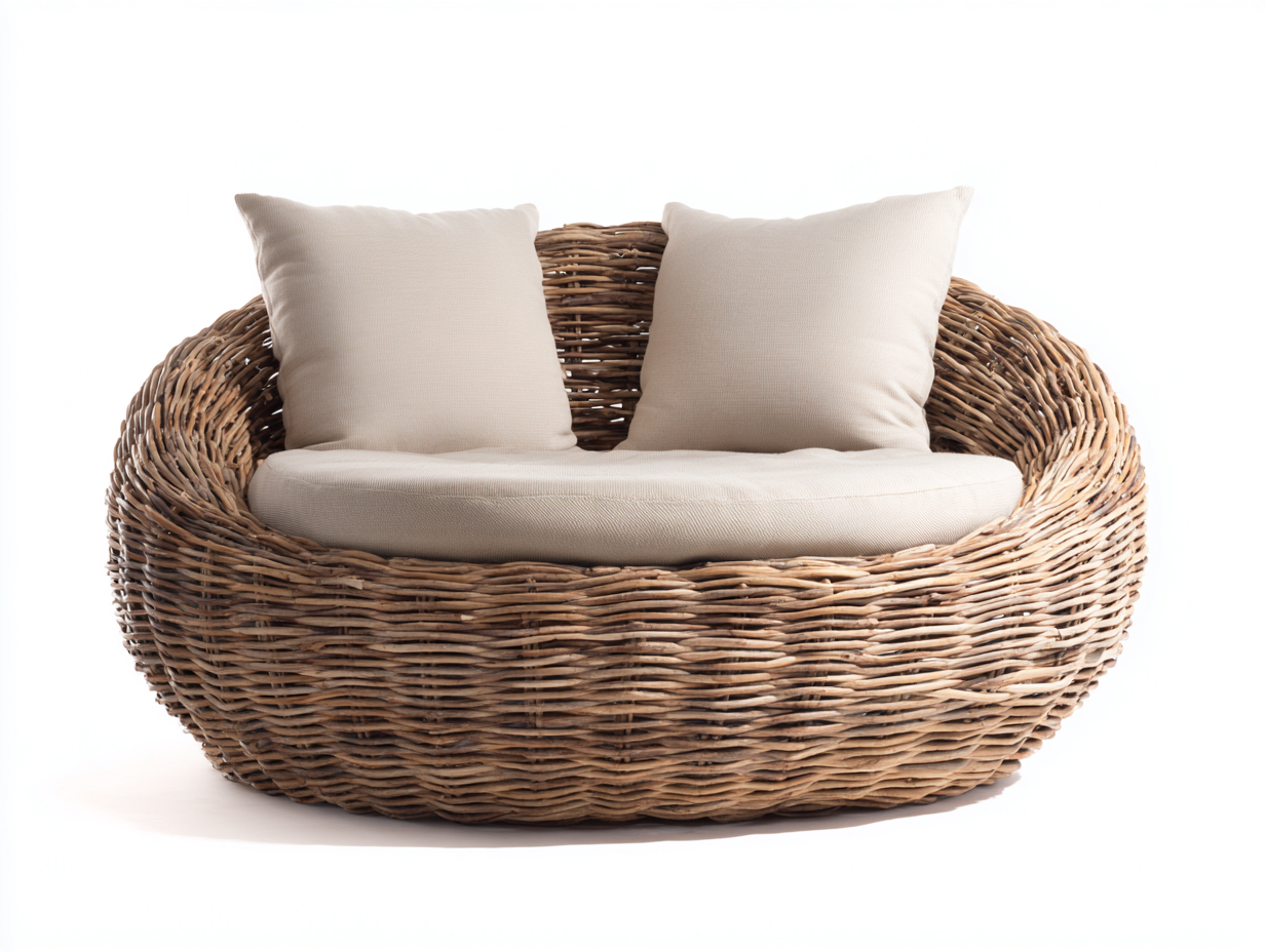 Rattan Sun Loungers woven rattan sun lounger 150x80x70 cm - brown-white - outdoor garden design-Oakgoio