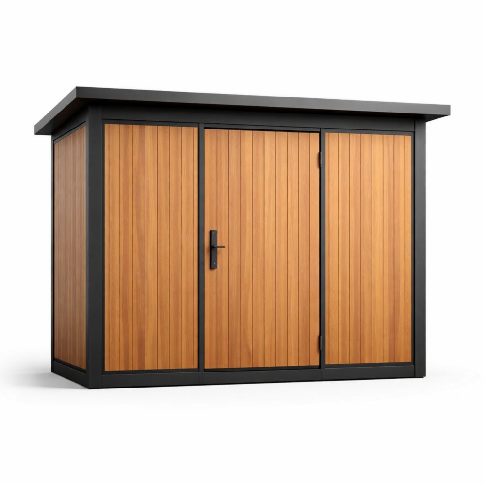 Outdoor Storage Shed Wood Steel Frame 6ft x 4ft