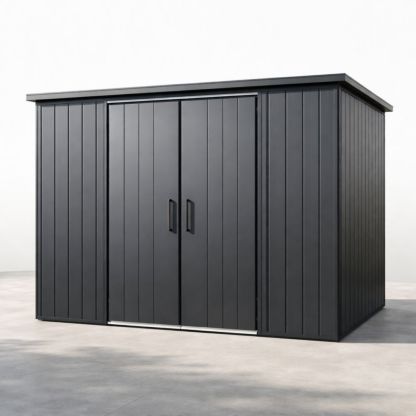 Outdoor Metal Storage Shed with Sliding Doors Black Steel 303x237x196 cm
