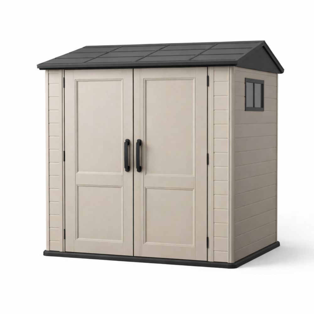 Outdoor Storage Shed Beige Resin 190 cm x 130 cm x 192 cm