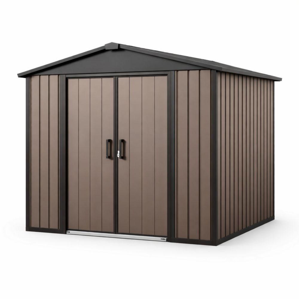 Metal Storage Shed with Dual Doors Brown 195x122x180 cm