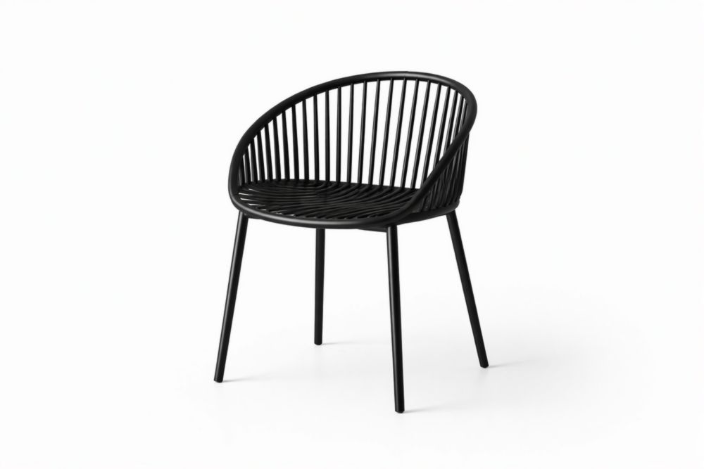 Outdoor Black Polypropylene Chair with Aluminum Legs