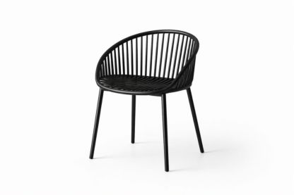 Outdoor Black Polypropylene Chair with Aluminum Legs