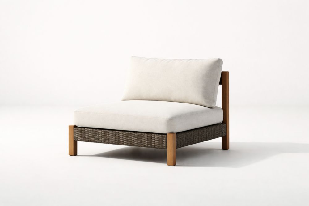 Outdoor Woven Chair with Beige Cushion