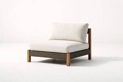 Outdoor Woven Chair with Beige Cushion