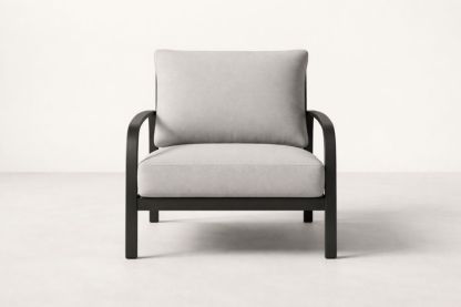 Outdoor Armchair Black Frame Grey Cushions Aluminum Polyester Length 75 cm