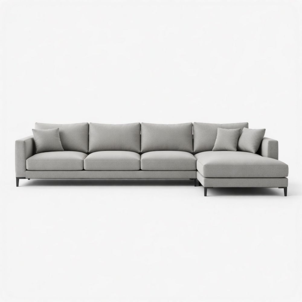 Gray Sectional Sofa with L-Shaped Design Polyester Fabric 350cm