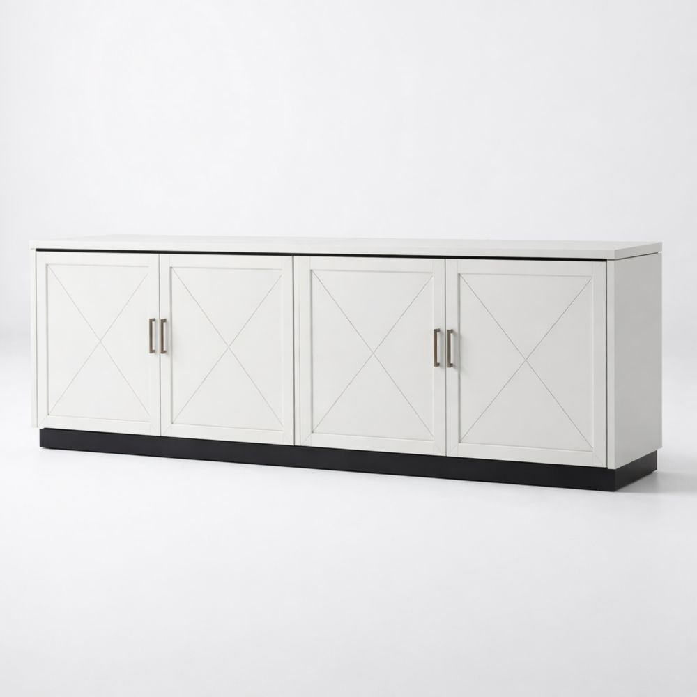 Wooden Sideboard with Four Doors in White