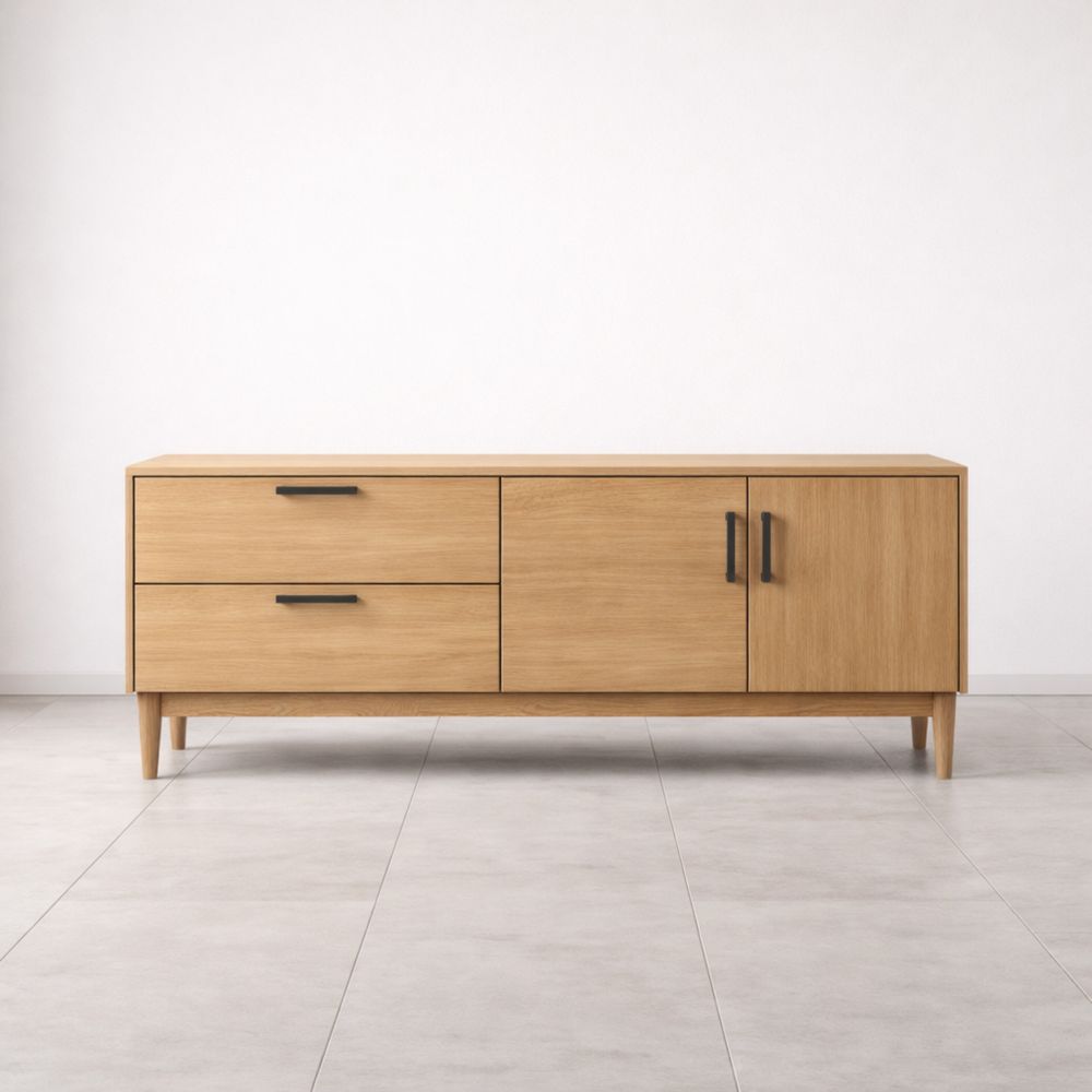 Oak sideboard with two drawers and cabinet doors